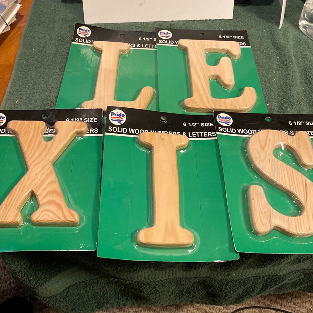NWT Solid wood letters 6-1/2” tall
